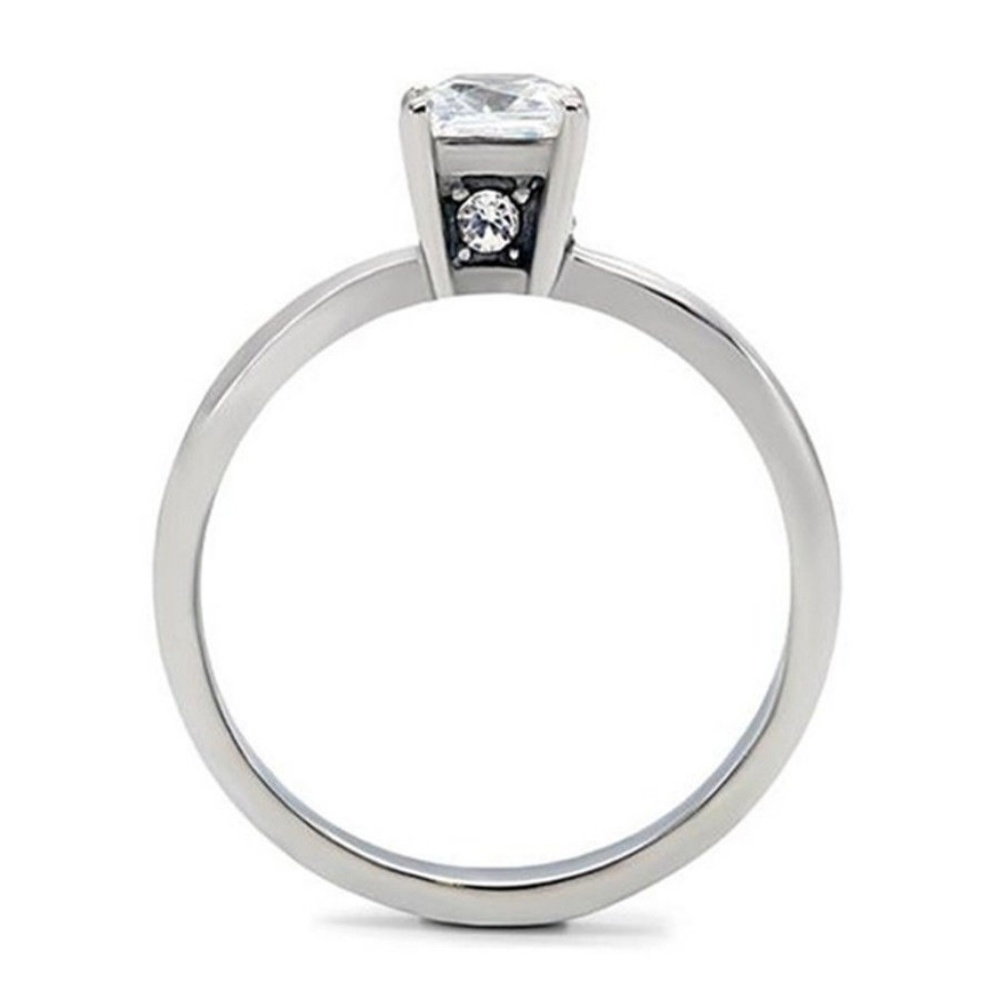 Women's Princess Cut Solitaire CZ Band Ring Set - Picture 5 of 8